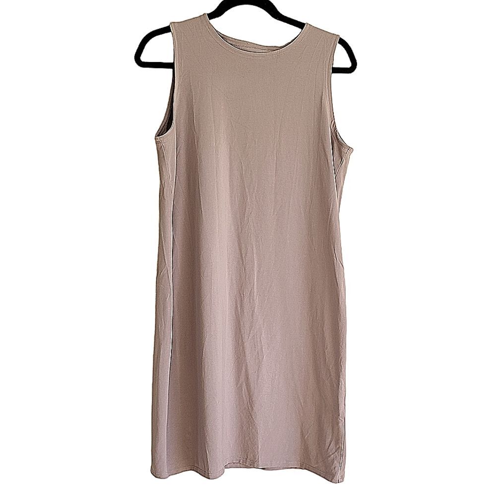 Eileen Fisher Organic Cotton Stretch Tank Dress M Mauve Sleeveless